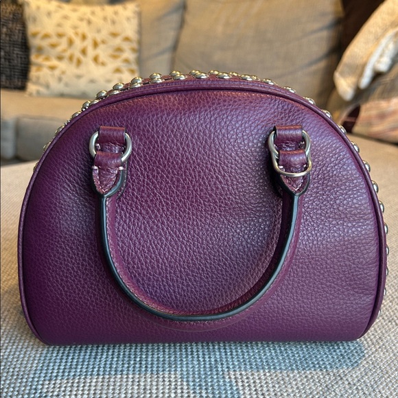 Coach Sydney Satchel with Rivets in Deep Berry - Picture 4 of 12